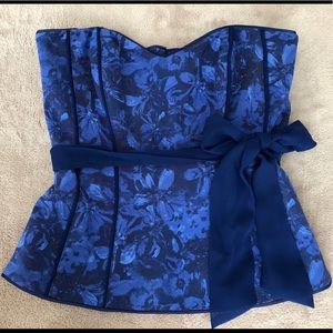 White House Black Market Blue Floral Bustier